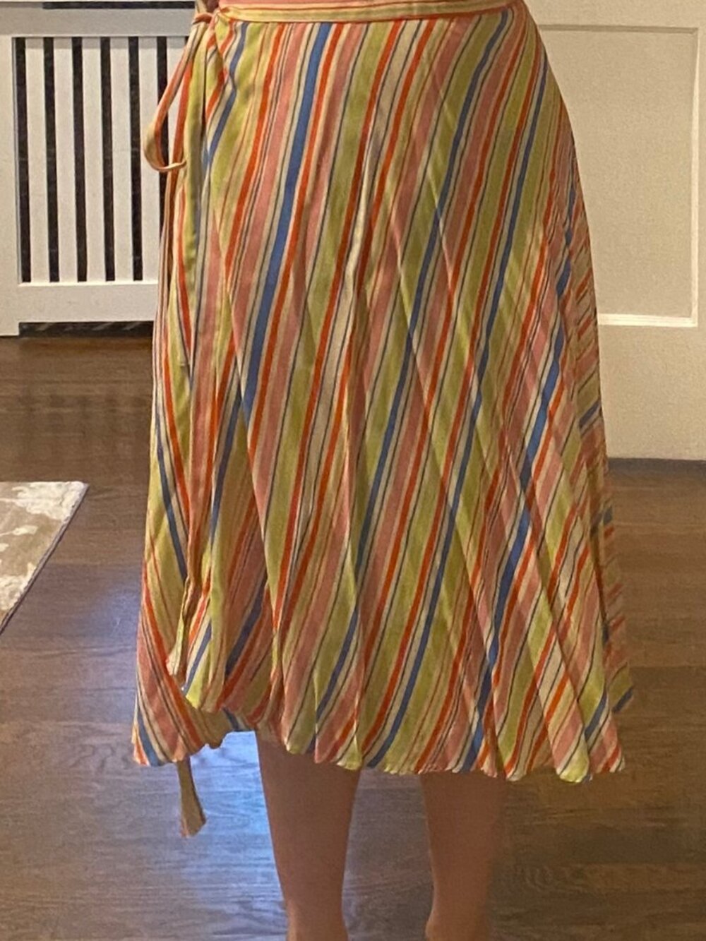 Eva Franco Striped Multi-Color Wrap Skirt, One Size